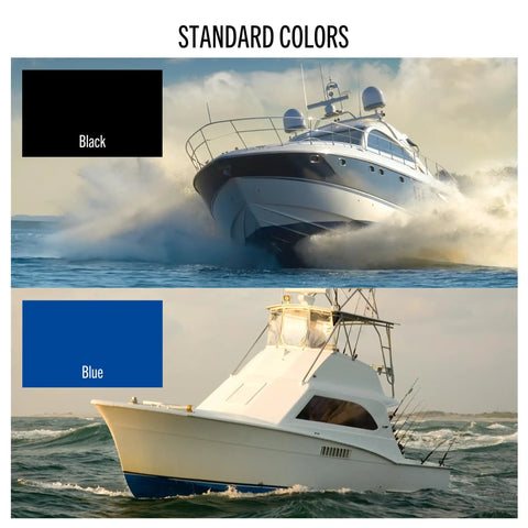 Image showing boats treated with Marine Flat Boat Bottom Antifouling Paint For Fiberglass, Wood And Steel With Copper Release, Black and Blue