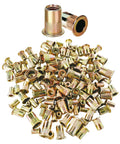 Heavy Duty M6 Rivet Nut Kit 100 Pcs Rivnuts Set For Metalworking Carbon Steel Flat Head Threaded Inserts For Auto Aircraft Appliances