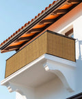 Outdoor Fence Privacy Screen 3 Ft By 10 Ft Brown Made From Durable HDPE Mesh With Reinforced Grommets on balcony