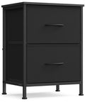 Dope Bedroom Dresser And Nightstand Storage Organizer Unit With Steel And MDF Construction, Two Fabric Drawers, Ink Black Finish