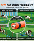 Dog Agility Training Kit 5-Piece Set With Adjustable Hurdles, Weave Poles, Extended Tunnel, Jump Ring, Pause Box and dog