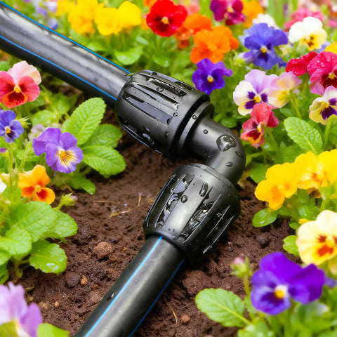 Half Inch Drip Irrigation Elbow Fittings 13 Pack Barbed Elbow Connectors For One Half Inch Drip Tubing Anti Drop Lock Nut in garden