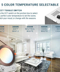 Slick 12 Pack 6 Inch Ultra Thin LED Recessed Lights with J Box showing 5 adjustable color temperatures from 2700K to 5000K.