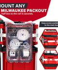 Packout Rail Mount For Milwaukee System, Side Mount Tool Rail Compatible With Aluminum Packout Rails, clear box shown mounted
