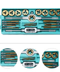 Ultimate 20pcs Metric Thread Tap And Die Set With Alloy Steel Handles For Fast Hand Threading On Metal Parts Perfect For Machining And DIY Fixing Jobs, open case
