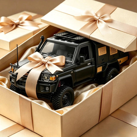 All Terrain One Twelfth Scale 4WD Remote Control Car With LED Lights Two Point Four GHz Proportional Control RTR Hobby RC Crawler for Adults Off Road Beast in gift box