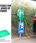 Heavy Duty Tough As Nails No Sweat Weatherproof Ev Charger Station Protective Roof Abs Rain Drip Guard Green outdoor installation.