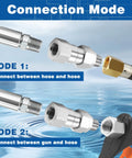 Quarter Inch NPT Pressure Washer Swivel Fitting With 360 Degree Rotation For Anti Twist And Kink Free Hose Connection Easy Quick Connect Design Durable Power Washer Accessory Made For Smooth No Tangle Cleaning And Long Lasting Use, hose-to-hose connection