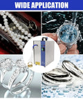 Heavy Duty Commercial Jewelry Steam Cleaner 1300W for cleaning pearls, rings, watches, and gemstone jewelry in various settings.