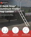 Heavy Duty Aluminum Truck Step Deck Ladder For 54 To 66 Inch Trailer Beds, 72 Inch Long Yet Lightweight At About 20 Pounds, 375 Pound Capacity, Folds Upright For Easy Storage On Jobsites attached to trailer bed