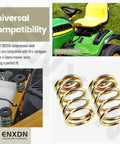 Beefed-Up Compression Seat Spring 283516 Upgrade for Zero Turn Mowers shown installed on John Deere and Grasshopper models.