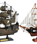 Handcrafted Wooden Model Ships Set Of Two Pirates And Warships Black Pearl And USS Constitution Ready To Display