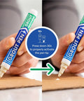 Ivory Grout Pen Tile Paint Marker Waterproof Colorant Sealer 5mm DIY 2 Pack shown being activated for use