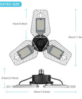 Diagram of Ultra Bright LED Garage Light Deformable Ceiling Panel 9000 Lumens 82W CRI 80, showing dimensions and structure.