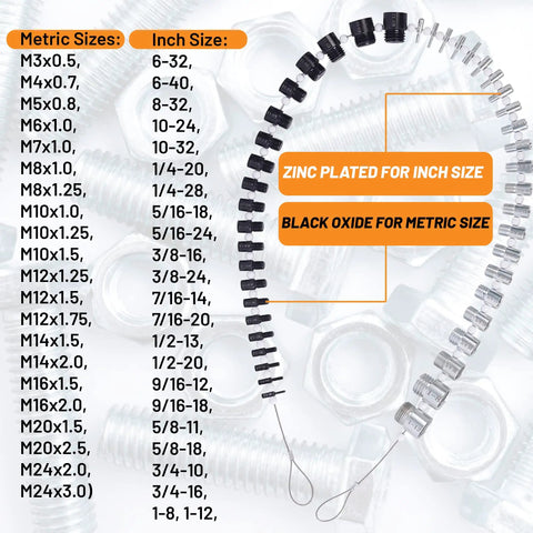 Nut And Bolt Thread Checker Tool For Fast, Accurate Standard And Metric Threads, SAE Male Female Gauge Set in image