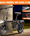 Foldable Electric Bike For Adults And Teens, Hits 23 MPH With Pedal Assist, 38 Mile Range, Powerful 500W Motor, 48V 12Ah Battery, 14 Inch Folding Ebike, 3 Speed Modes, City Commuter Ready with front headlamp and rear taillight