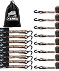 Heavy Duty 900 Lb Break Strength 8 Pack 10ft Ratchet Straps For Motorcycles ATVs Scooters And Cargo with easy release handles
