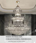 Chandelier lifted by Retractable Pendant Hoist System For Chandeliers And Lighting With Remote Control Wall Switch Electric Motor Winch Lifter