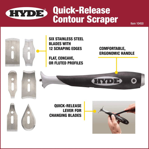 Beast Contour Scraper With Six Changeable Blades For Paint And Rust Removal, ergonomic handle, quick-release feature