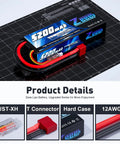 2S 5200mAh LiPo Battery 7.4V 80C Hard Case with T Plug for 1 Eighth and 1 Tenth RC Cars Truggies Buggy and Planes