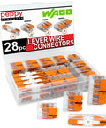 Lever Nuts 28-Pc Compact Splicing Wire Connector Set With Case for Quick No-Fuss Plug-And-Play Wire Termination visible in case