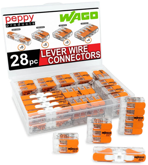 Lever Nuts 28-Pc Compact Splicing Wire Connector Set With Case for Quick No-Fuss Plug-And-Play Wire Termination visible in case