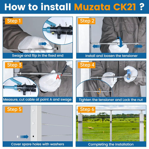 Installation guide for Cable Railing Hardware Kit With Drop Pin Turnbuckles And T316 Stainless Steel Tensioners For Metal Posts.