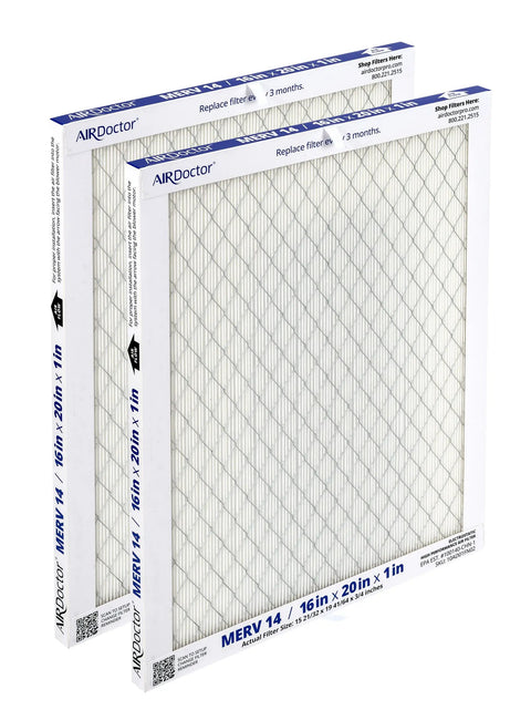 Premium MERV 14 HVAC Pleated Filter 2 Pack For Home Air Purification, Captures 96 Percent Of Pollutants 1 To 3 Micron
