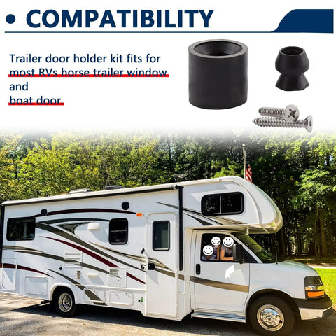 Low Profile Trailer Door Holder Kit Rubber Door Stop Bumpers For RV Camper And Trailer Keep Doors From Slamming Hands Free Access