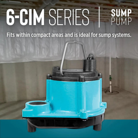 6-CIM-R 115V Submersible Sump Pump 1/3 HP 2750 GPH Workhorse Manual No Switch for Sump Systems and Dewatering