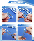 Hands demonstrating 20 Pack Alloy M3.5 D Shape Locking Quick Links One Eighth Inch Chain Repair Links for Outdoor Gear Travel Pet Keychains.