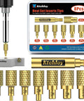 Six-Piece Heat Set Insert Tips Kit For Threaded Inserts M2 To M8 Plus Soldering Iron Adapter 900M T18 FX-888D shown in package
