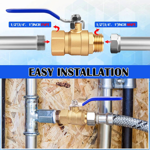 Two Pack Three Quarter Inch Brass Ball Valves With Female NPT To Male NPT Threads Beefy Forged Brass Shut Off Valves Full Port