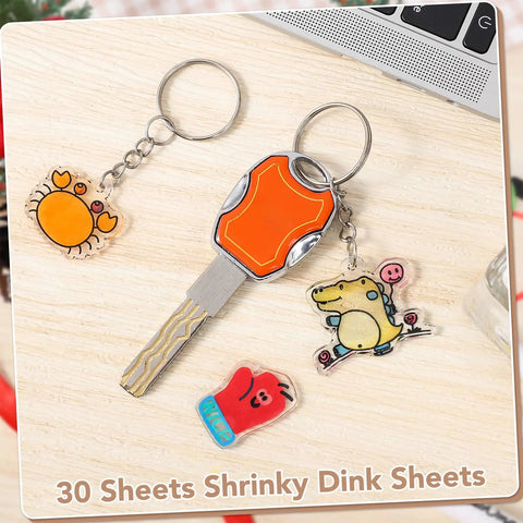30 Pack Shrink Plastic Sheets For Crafts 7.9 By 5.7 Inches Ideal For DIY Jewelry Charms And Kids Craft Projects Great For Cutting Baking And Shrinking keychain charms