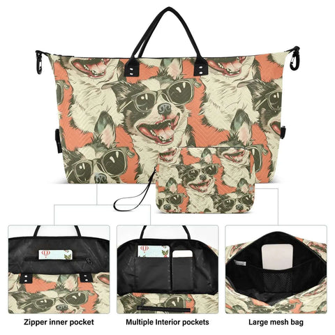 dog travel duffel bag Dope Cool Dog Wear Sunglasses Travel Duffel Bag ✓