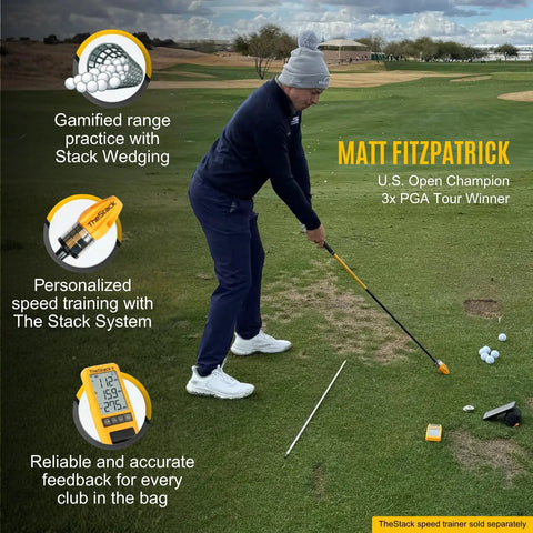 Golfer using Radar Golf Launch Monitor And Swing Analyzer, App Based Training System For Real Time Swing Speed And Ball Speed