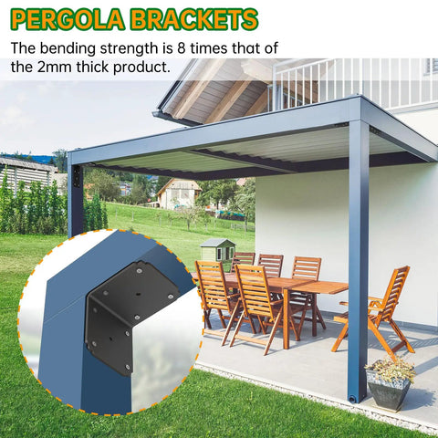 800+ Lb Capacity Heavy Duty 4x4 L Brackets For Pergola Decks And Wood Connections, Eight Pack Angle Metal Corner Braces For Shelves Fences And Outdoor Projects, 4mm Premium Iron Construction