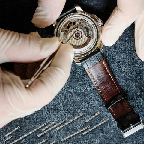 Watch repair with 360Pcs Watch Band Link Cotter Pin Set For Stainless Steel Straps 6mm To 23mm Sizes with tools and leather strap