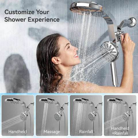 Silver High Pressure Rain Shower Head Combo With Magnetic Handheld And Smooth Quick Snap Mount For Modern Bathrooms Dropping Zero Fuss Setup And Tough Magnetic Lock For Serious Wash Time Comfort