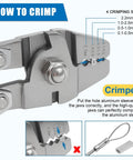 Close-up of Tough As Nails Stainless Steel Fishing Crimping Pliers Kit with 430 Pieces 5 Sizes for saltwater use.