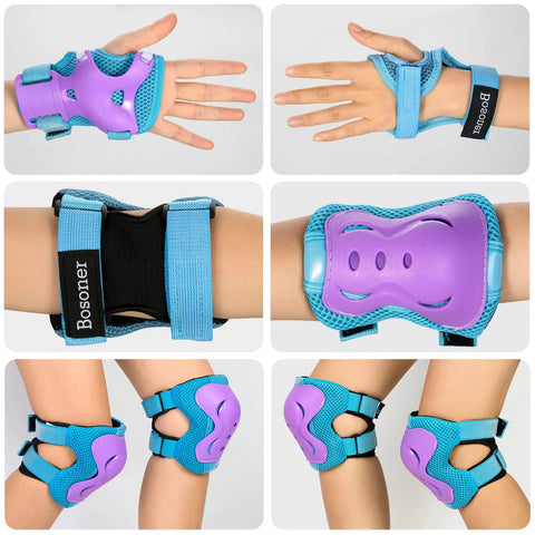 Kickin Safe Kids Protective Gear Set Knee Pads Elbow Pads Wrist Guards for Roller Skating BMX Cycling Skateboarding