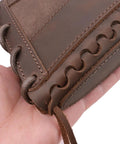 Close-up of Beefy Leather Slip On Recoil Pad For Rifles And Shotguns Non Slip Buttstock Extension with stitching detail