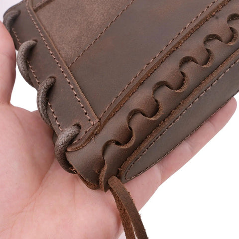 Close-up of Beefy Leather Slip On Recoil Pad For Rifles And Shotguns Non Slip Buttstock Extension with stitching detail