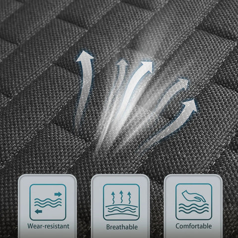 Universal Black Back Seat Cover With Storage Pocket For Cars Trucks And SUVs Durable Water Resistant Auto Seat Cushion Pad Mat showing breathable fabric design