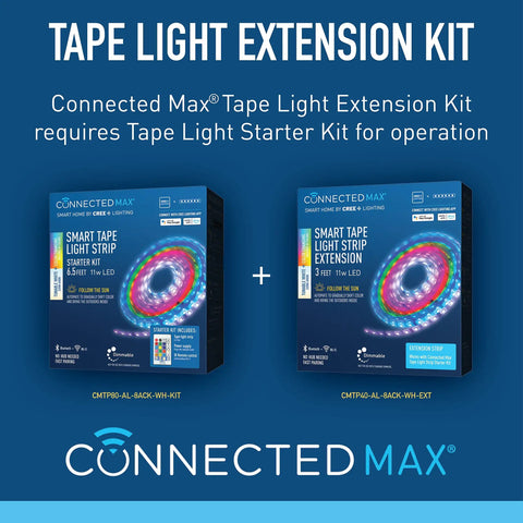 Connected Max Smart Tape Light Starter Kit With Color Changing LED Tape 11W Tunable White 2200K To 6500K 2.4 GHz packaging