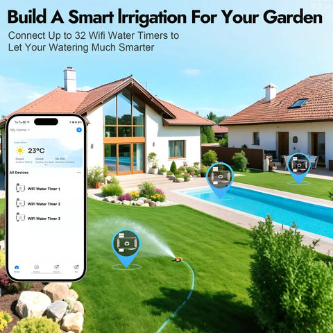 WiFi Water Timer For Garden Hose Smart Sprinkler Timer With App Remote Control Alexa Voice Control Rain Delay Manual Mode