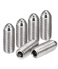 Bulletproof Ball Set Screws M10 X 25Mm 304 Stainless Steel Hardened Hex Socket Spring Plunger Bolts 6 Pack angled view of six screws