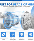 Magnetic Dryer Vent Kit With 2.6 Foot Aluminum Duct And Clamps, showing secure magnetic lock connection in close-up.
