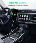 CarPlay USB A To USB C Fast Charging Cable 3ft Twin Pack For iPhone 16 in car interior, connected to CarPlay display