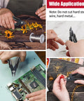 Five Pack Micro Wire Cutters Set used for electronics, plastic models, jewelry making, handy for DIY projects, black.